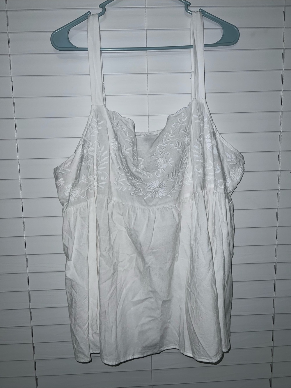 Torrid White Embroidered Cotton Camisole Blouse